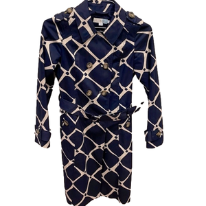 🌿Boden tailored coat, navy and cream print jacket, with waist belt, size 6R🌿